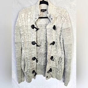 Express Men's Heavyweight Full Zip Toggle Cable Knit Sweater Size XL EUC